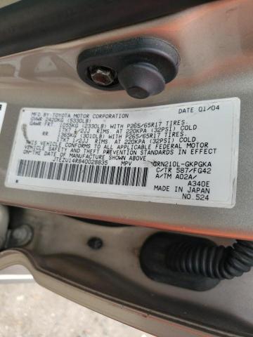 Photo 10 from auction – 2004 TOYOTA 4RUNNER SR with VIN JTEZU14R840028835