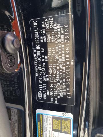 Photo 10 from auction – 2011 KIA SORENTO EX with VIN 5XYKU3A16BG173136