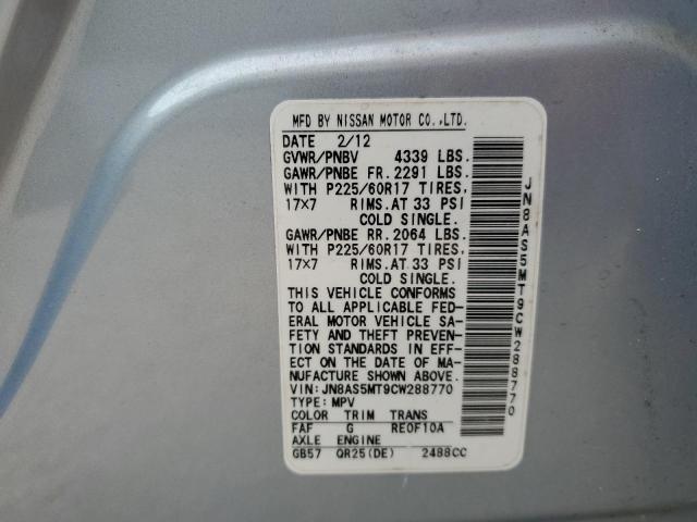 Photo 10 from auction – 2012 NISSAN ROGUE S with VIN JN8AS5MT9CW288770