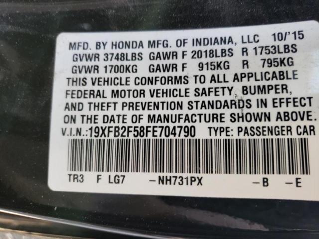 Photo 10 from auction – 2015 HONDA CIVIC LX with VIN 19XFB2F58FE704790