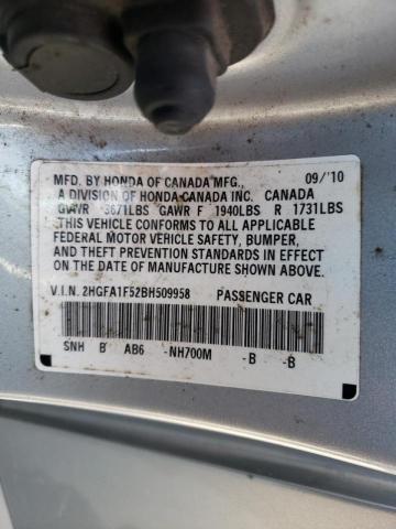 Photo 10 from auction – 2011 HONDA CIVIC LX with VIN 2HGFA1F52BH509958