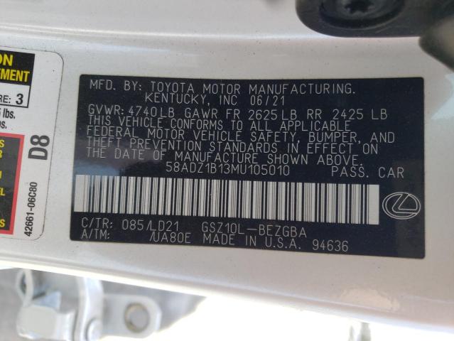 Photo 10 from auction – 2021 LEXUS ES 350 BAS with VIN 58ADZ1B13MU105010