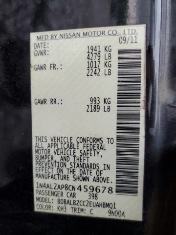 Photo 10 from auction – 2012 NISSAN ALTIMA BAS with VIN 1N4AL2AP8CN459678