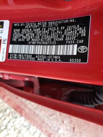Photo 10 from auction – 2013 TOYOTA CAMRY L with VIN 4T1BF1FK7DU673125