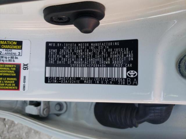 Photo 10 from auction – 2014 TOYOTA COROLLA L with VIN 5YFBURHE4EP094494