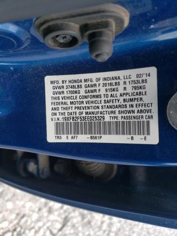 Photo 10 from auction – 2014 HONDA CIVIC LX with VIN 19XFB2F53EE025329