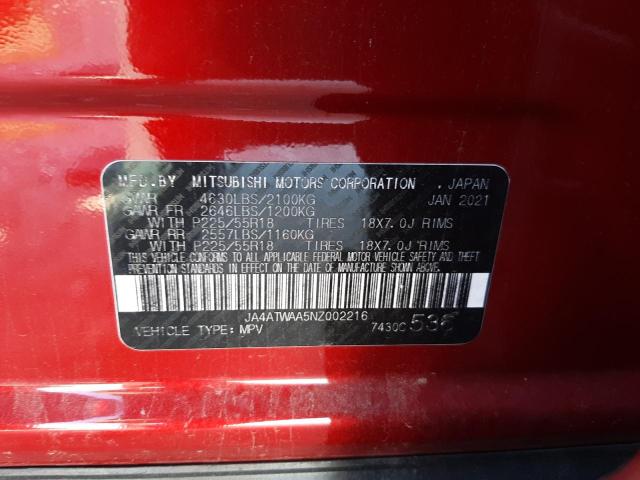 Photo 10 from auction – 2022 MITSUBISHI ECLIPSE CR with VIN JA4ATWAA5NZ002216