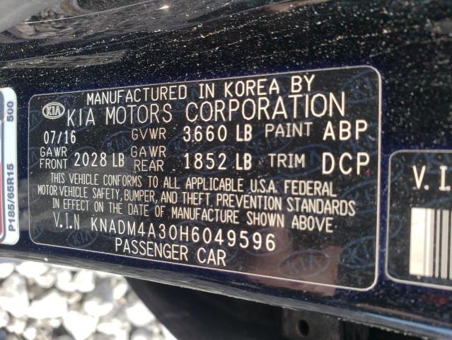Photo 10 from auction – 2017 KIA RIO LX with VIN KNADM4A30H6049596