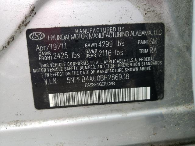 Photo 10 from auction – 2011 HYUNDAI SONATA GLS with VIN 5NPEB4AC0BH286938
