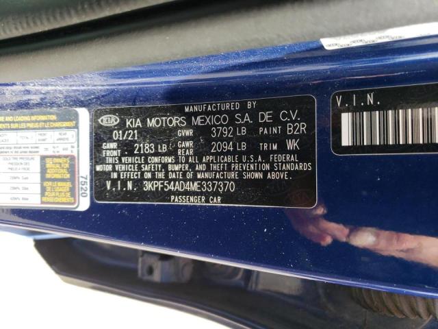 Photo 10 from auction – 2021 KIA FORTE EX with VIN 3KPF54AD4ME337370