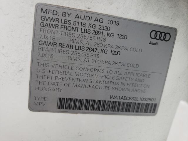 Photo 10 from auction – 2020 AUDI Q3 PREMIUM with VIN WA1AECF32L1032501