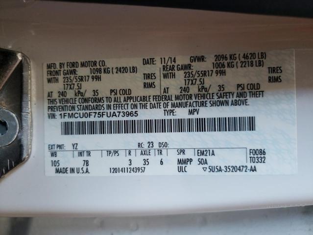 Photo 10 from auction – 2015 FORD ESCAPE S with VIN 1FMCU0F75FUA73965