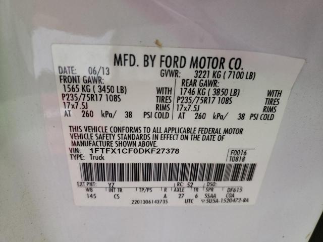 Photo 10 from auction – 2013 FORD F150 SUPER with VIN 1FTFX1CF0DKF27378