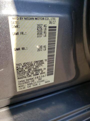 Photo 10 from auction – 2017 NISSAN ALTIMA 2.5 with VIN 1N4AL3AP4HC285567