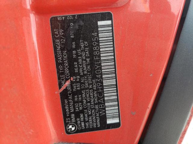 Photo 10 from auction – 2000 BMW Z3 2.3 with VIN WBACH9340YLF88954