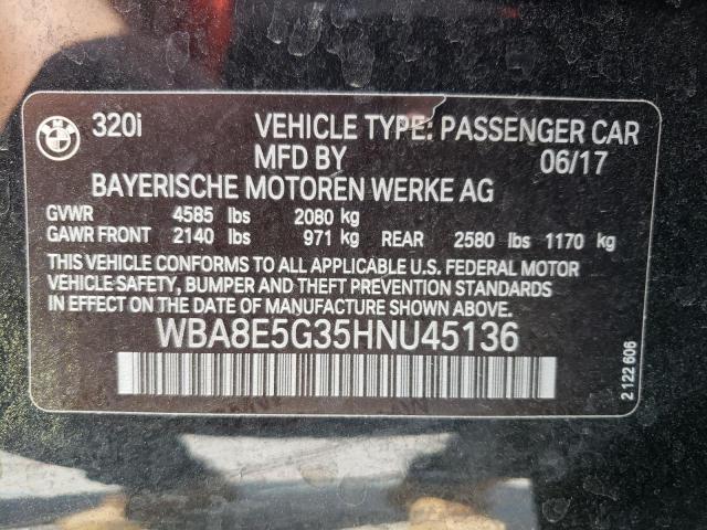 Photo 10 from auction – 2017 BMW 320 XI with VIN WBA8E5G35HNU45136