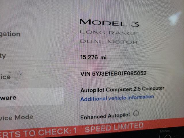 Photo 8 from auction – 2018 TESLA MODEL 3 with VIN 5YJ3E1EB0JF085052