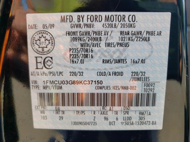 Photo 10 from auction – 2009 FORD ESCAPE XLT with VIN 1FMCU03G89KC37150