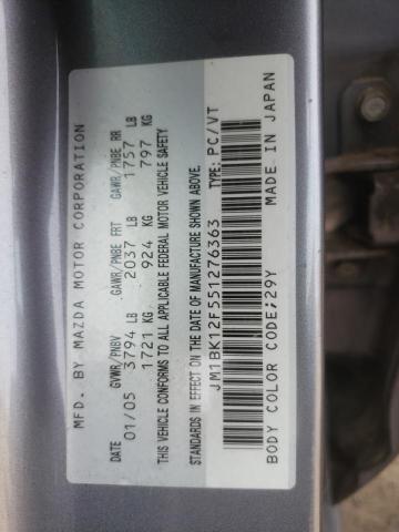 Photo 10 from auction – 2005 MAZDA 3 I with VIN JM1BK12F551276363
