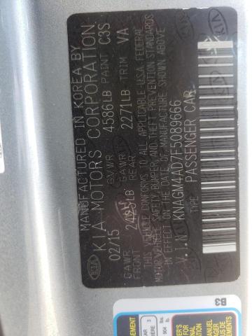 Photo 10 from auction – 2015 KIA OPTIMA HYB with VIN KNAGM4AD7F5089666