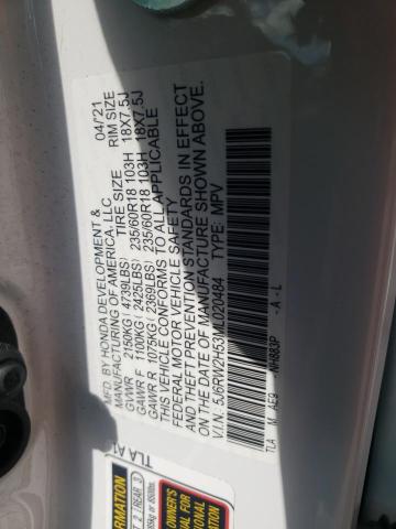 Photo 10 from auction – 2021 HONDA CR-V EX with VIN 5J6RW2H53ML020484