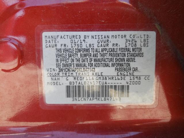 Photo 10 from auction – 2019 NISSAN VERSA S with VIN 3N1CN7AP9KL847143