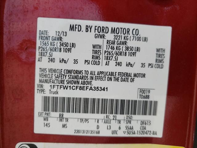 Photo 10 from auction – 2014 FORD F150 SUPER with VIN 1FTFW1CF8EFA35341
