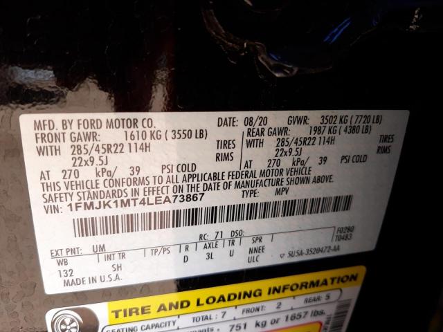 Photo 10 from auction – 2020 FORD EXPEDITION with VIN 1FMJK1MT4LEA73867