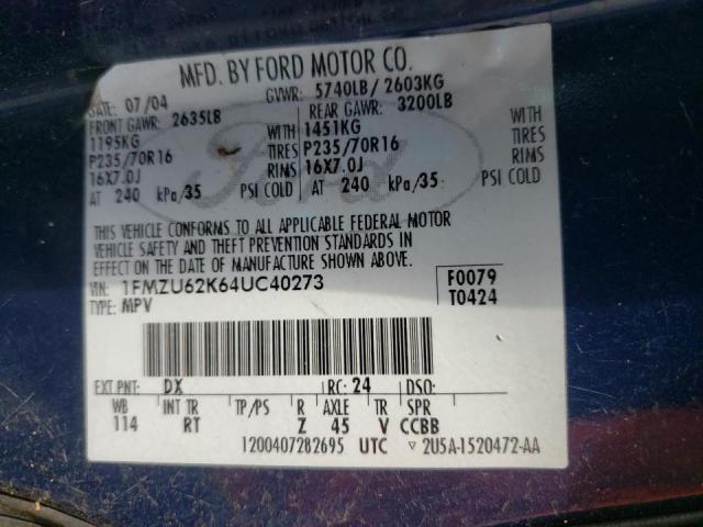 Photo 10 from auction – 2004 FORD EXPLORER with VIN 1FMZU62K64UC40273