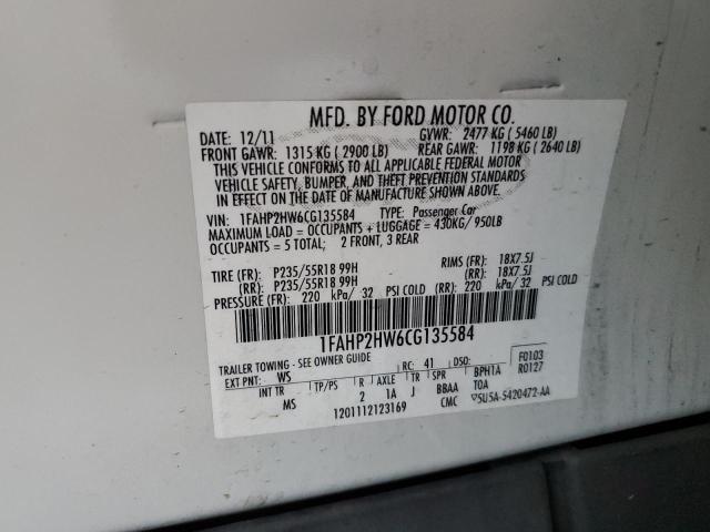 Photo 10 from auction – 2012 FORD TAURUS SEL with VIN 1FAHP2HW6CG135584