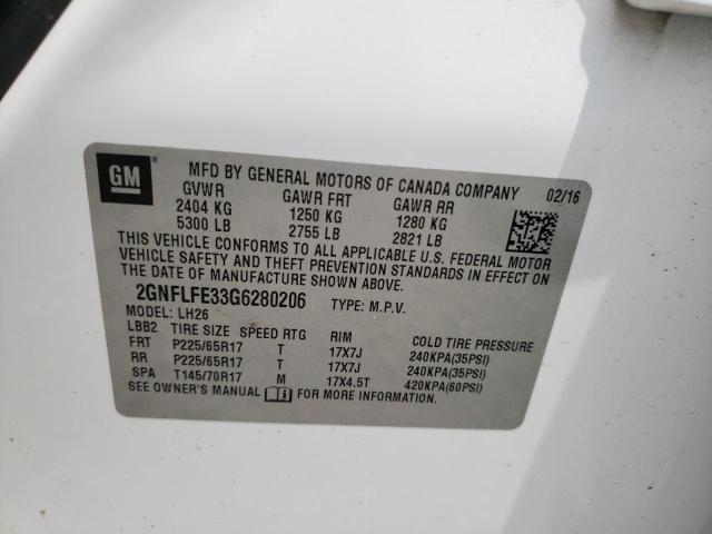 Photo 10 from auction – 2016 CHEVROLET EQUINOX LT with VIN 2GNFLFE33G6280206
