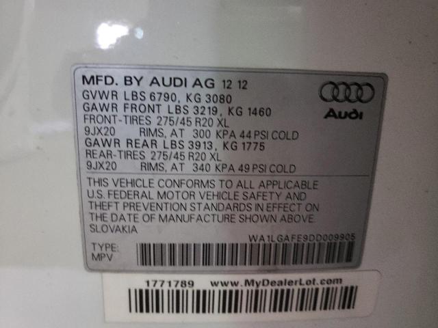 Photo 10 from auction – 2013 AUDI Q7 PREMIUM with VIN WA1LGAFE9DD009905