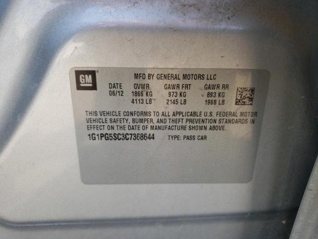 Photo 10 from auction – 2012 CHEVROLET CRUZE LT with VIN 1G1PG5SC3C7368644