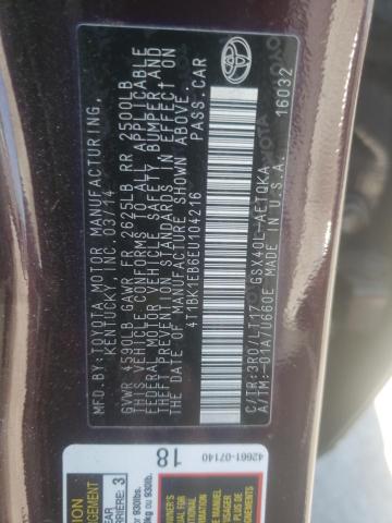Photo 10 from auction – 2014 TOYOTA AVALON BAS with VIN 4T1BK1EB6EU104216