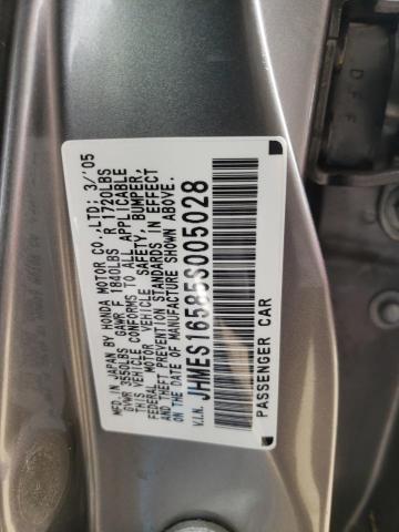 Photo 10 from auction – 2005 HONDA CIVIC LX with VIN JHMES16585S005028