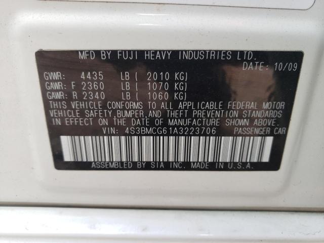 Photo 10 from auction – 2010 SUBARU LEGACY 2.5 with VIN 4S3BMCG61A3223706