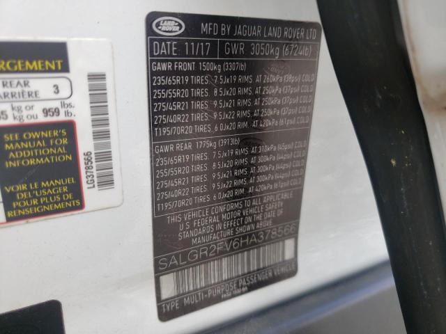 Photo 10 from auction – 2017 LAND ROVER RANGE ROVE with VIN SALGR2FV6HA378566