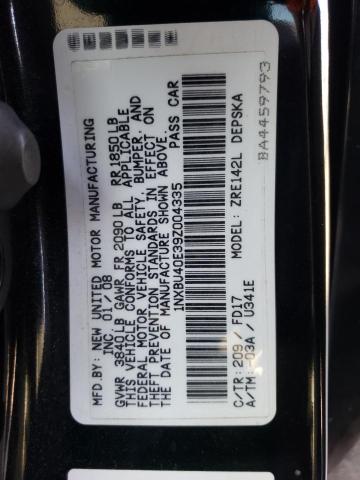 Photo 10 from auction – 2009 TOYOTA COROLLA with VIN 1NXBU40E39Z004335