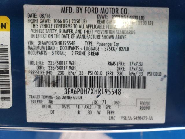 Photo 10 from auction – 2017 FORD FUSION SE with VIN 3FA6P0H7XHR195548