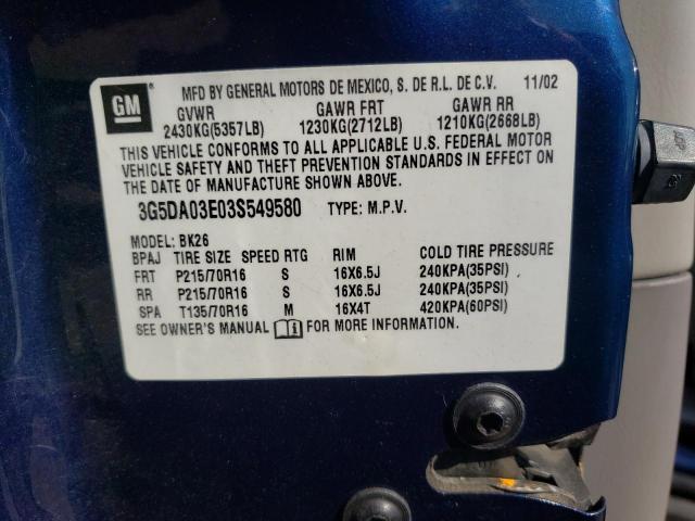 Photo 10 from auction – 2003 BUICK RENDEZVOUS with VIN 3G5DA03E03S549580
