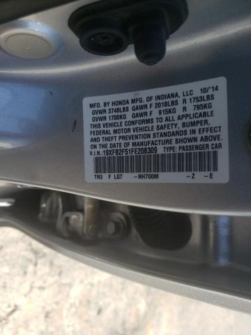 Photo 10 from auction – 2015 HONDA CIVIC LX with VIN 19XFB2F51FE208309