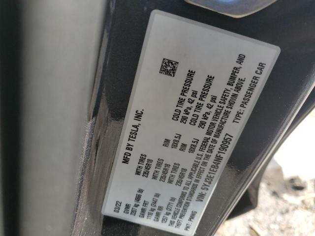 Photo 10 from auction – 2022 TESLA MODEL 3 with VIN 5YJ3E1EB4NF190957