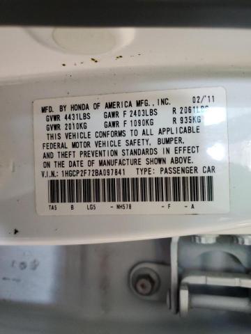 Photo 10 from auction – 2011 HONDA ACCORD EX with VIN 1HGCP2F72BA097841