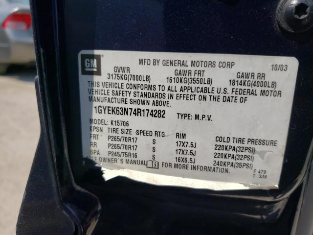Photo 10 from auction – 2004 CADILLAC ESCALADE L with VIN 1GYEK63N74R174282