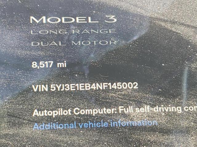 Photo 8 from auction – 2022 TESLA MODEL 3 with VIN 5YJ3E1EB4NF145002