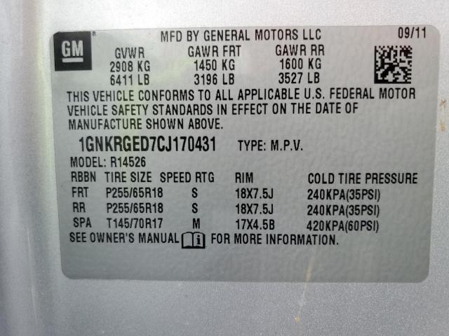 Photo 10 from auction – 2015 CHEVROLET TRAVERSE L with VIN 1GNKRFED7FJ279972