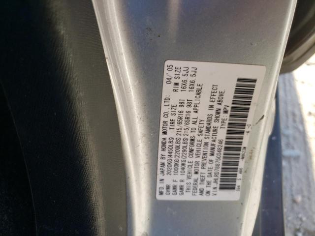 Photo 10 from auction – 2005 HONDA CR-V EX with VIN JHLRD78875C048246