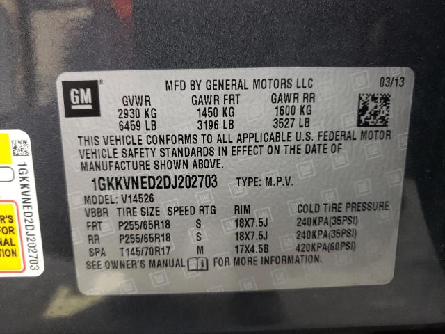 Photo 10 from auction – 2013 GMC ACADIA SLE with VIN 1GKKVNED2DJ202703