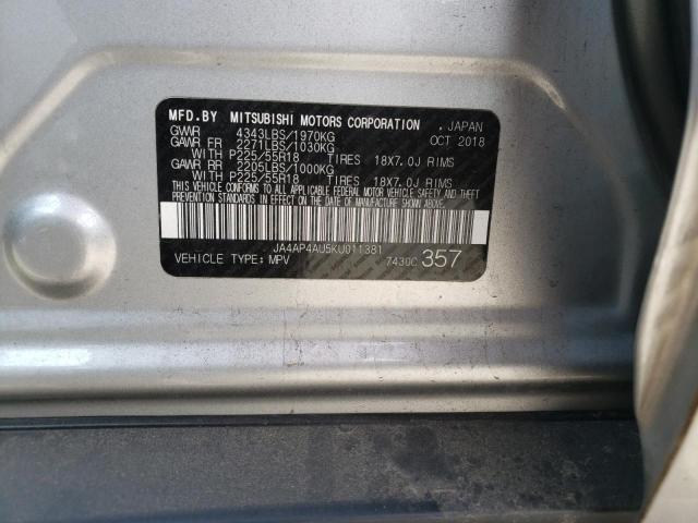 Photo 10 from auction – 2019 MITSUBISHI OUTLANDER with VIN JA4AP4AU5KU011381