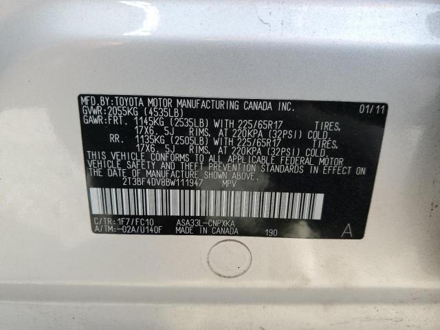 Photo 10 from auction – 2011 TOYOTA RAV4 with VIN 2T3BF4DV8BW111947